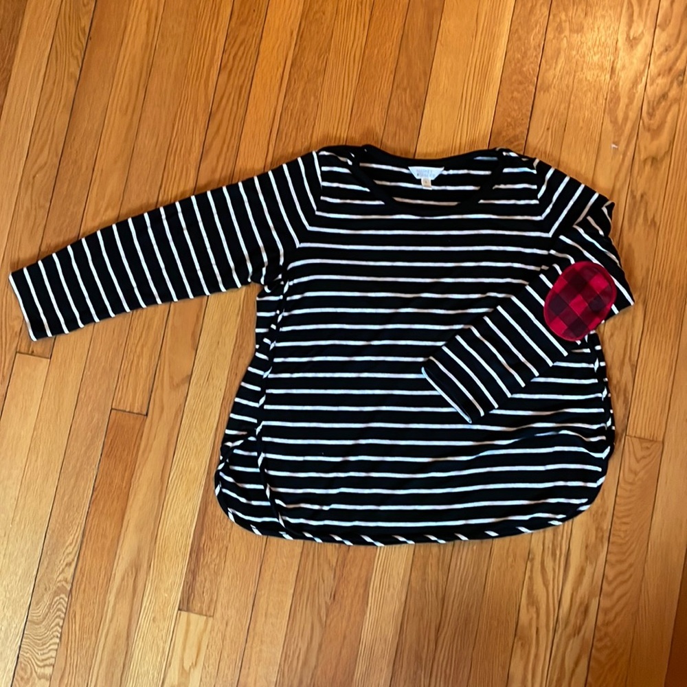 Market Spruce, Plus Size Stripped Long Sleeve Shirt